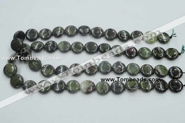 CDB208 15.5 inches 16mm flat round natural dragon blood jasper beads