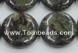 CDB210 15.5 inches 25mm flat round natural dragon blood jasper beads