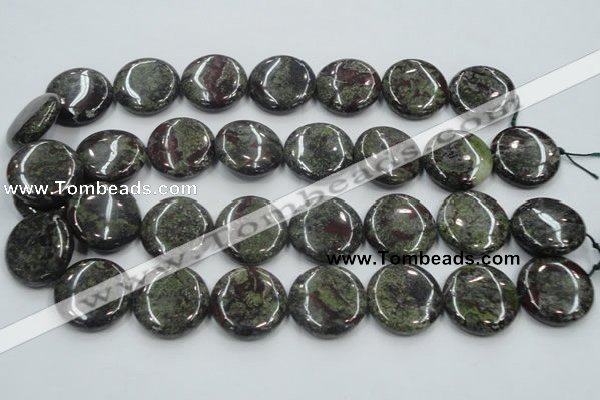 CDB210 15.5 inches 25mm flat round natural dragon blood jasper beads