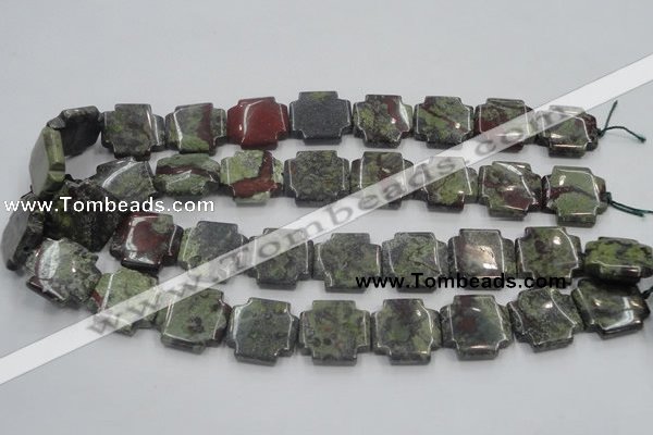 CDB224 15.5 inches 20*20mm cross natural dragon blood jasper beads