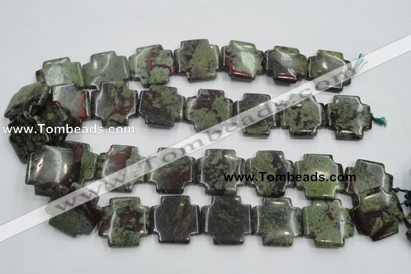 CDB225 15.5 inches 25*25mm cross natural dragon blood jasper beads