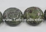 CDB226 15.5 inches 25mm carved coin natural dragon blood jasper beads