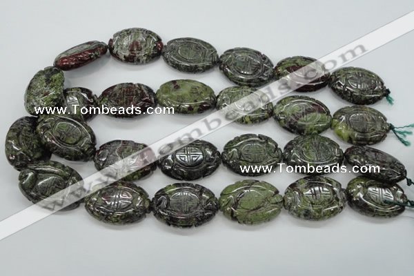 CDB248 15.5 inches 22*30mm carved oval natural dragon blood jasper beads