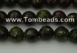 CDB310 15.5 inches 4mm faceted round dragon blood jasper beads