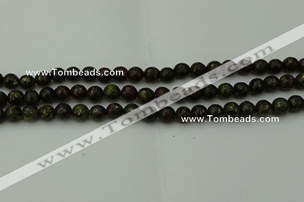 CDB310 15.5 inches 4mm faceted round dragon blood jasper beads