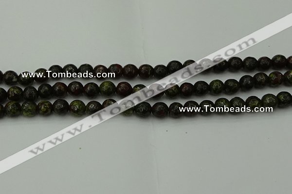 CDB311 15.5 inches 6mm faceted round dragon blood jasper beads