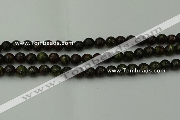 CDB312 15.5 inches 8mm faceted round dragon blood jasper beads