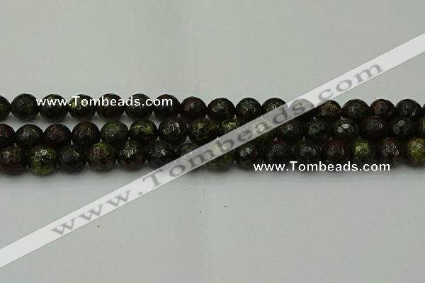 CDB313 15.5 inches 10mm faceted round dragon blood jasper beads