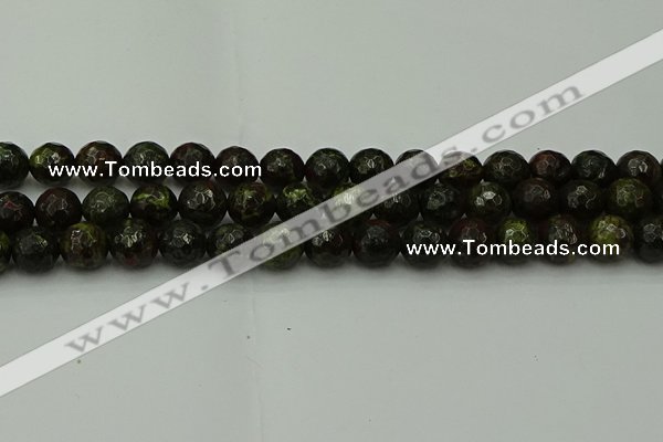 CDB314 15.5 inches 12mm faceted round dragon blood jasper beads