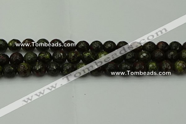 CDB315 15.5 inches 14mm faceted round dragon blood jasper beads