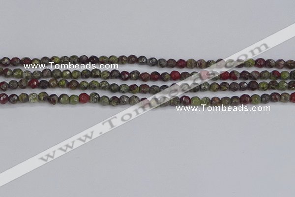 CDB320 15.5 inches 4mm faceted round dragon blood jasper beads