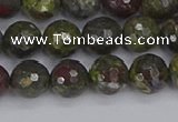 CDB322 15.5 inches 8mm faceted round dragon blood jasper beads