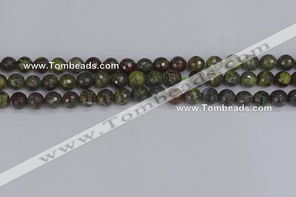 CDB322 15.5 inches 8mm faceted round dragon blood jasper beads