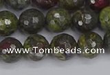 CDB323 15.5 inches 10mm faceted round dragon blood jasper beads