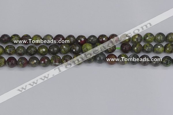 CDB323 15.5 inches 10mm faceted round dragon blood jasper beads