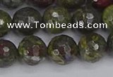 CDB324 15.5 inches 12mm faceted round dragon blood jasper beads