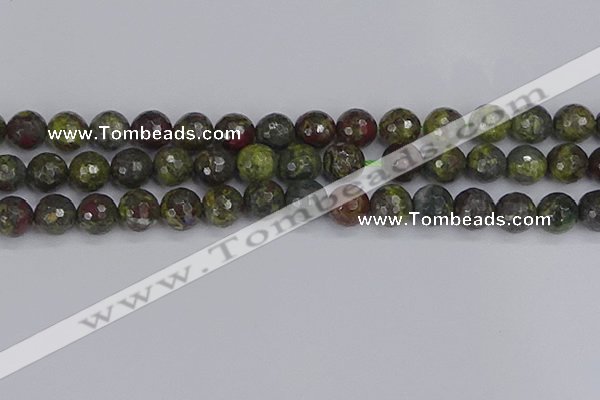 CDB324 15.5 inches 12mm faceted round dragon blood jasper beads