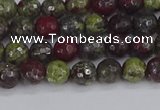 CDB328 15.5 inches 4mm faceted round A grade dragon blood jasper beads