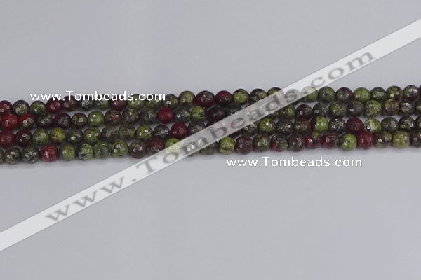 CDB328 15.5 inches 4mm faceted round A grade dragon blood jasper beads