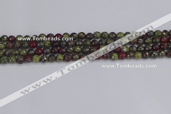 CDB329 15.5 inches 6mm faceted round A grade dragon blood jasper beads