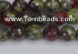 CDB330 15.5 inches 8mm faceted round A grade dragon blood jasper beads