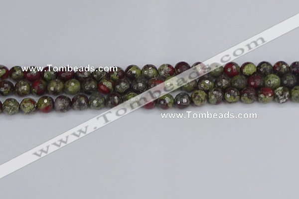 CDB330 15.5 inches 8mm faceted round A grade dragon blood jasper beads