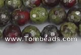 CDB331 15.5 inches 10mm faceted round A grade dragon blood jasper beads