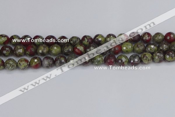 CDB332 15.5 inches 12mm faceted round A grade dragon blood jasper beads