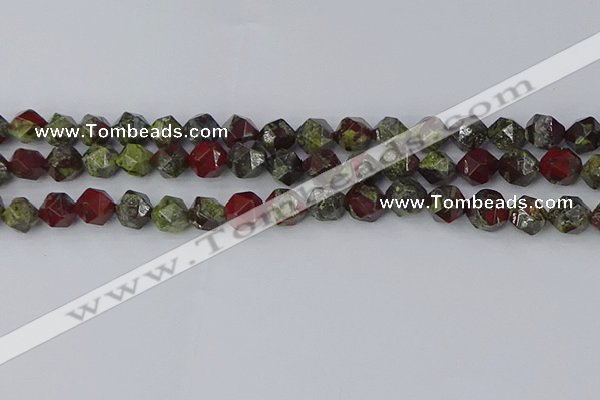 CDB337 15.5 inches 8mm faceted nuggets dragon blood jasper beads