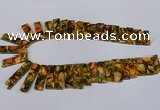 CDE1008 Top drilled 9*15mm - 10*45mm sticks sea sediment jasper beads