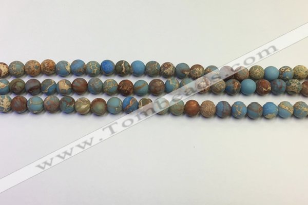 CDE1030 15.5 inches 4mm round matte sea sediment jasper beads