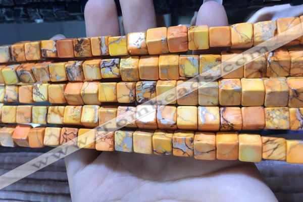 CDE1110 15.5 inches 8*8mm cube sea sediment jasper beads