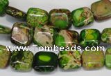 CDE120 15.5 inches 10*10mm square dyed sea sediment jasper beads