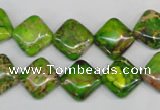 CDE122 15.5 inches 12*12mm diamond dyed sea sediment jasper beads