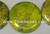 CDE129 15.5 inches 44mm flat round dyed sea sediment jasper beads