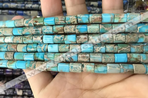 CDE1321 15.5 inches 6*8mm tube sea sediment jasper beads