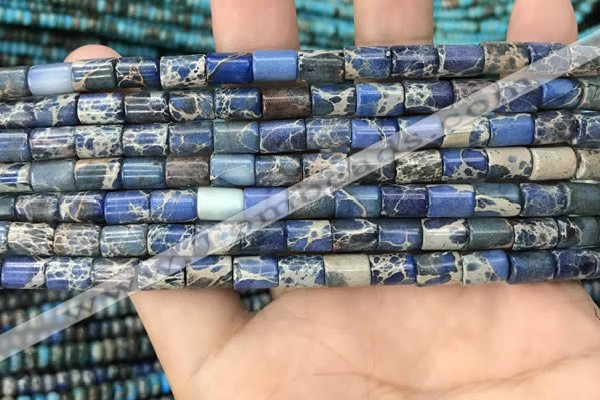 CDE1323 15.5 inches 6*8mm tube sea sediment jasper beads
