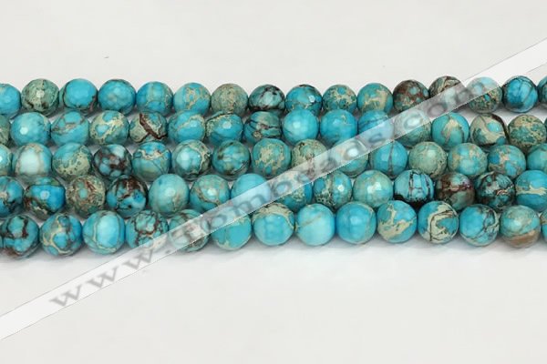 CDE1387 15.5 inches 10mm faceted round sea sediment jasper beads