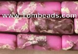 CDE1474 15.5 inches 4*13mm tube synthetic sea sediment jasper beads