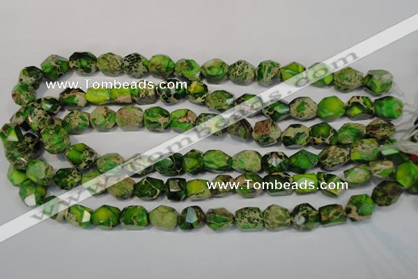 CDE155 15.5 inches 10*12mm faceted nugget dyed sea sediment jasper beads