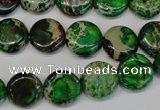 CDE170 15.5 inches 12mm flat round dyed sea sediment jasper beads