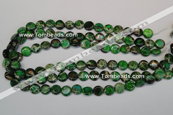 CDE170 15.5 inches 12mm flat round dyed sea sediment jasper beads