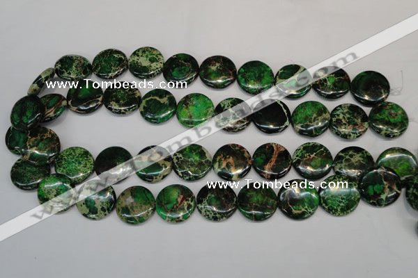 CDE174 15.5 inches 20mm flat round dyed sea sediment jasper beads