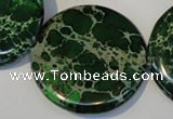 CDE177 15.5 inches 35mm flat round dyed sea sediment jasper beads