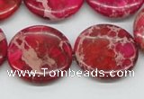 CDE18 15.5 inches 25mm flat round dyed sea sediment jasper beads
