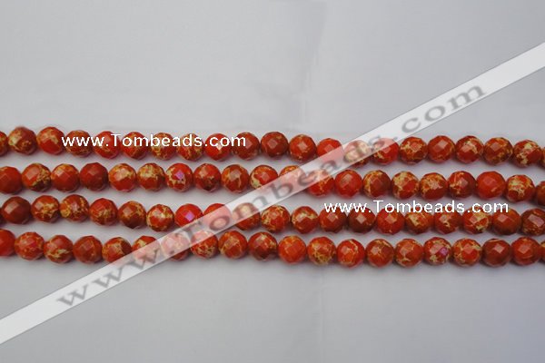 CDE2100 15.5 inches 6mm faceted round dyed sea sediment jasper beads