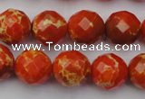 CDE2103 15.5 inches 12mm faceted round dyed sea sediment jasper beads