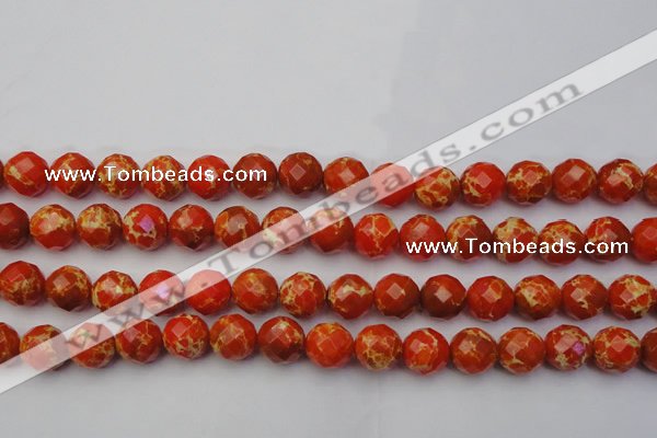 CDE2104 15.5 inches 14mm faceted round dyed sea sediment jasper beads