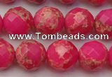 CDE2114 15.5 inches 14mm faceted round dyed sea sediment jasper beads