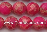 CDE2115 15.5 inches 16mm faceted round dyed sea sediment jasper beads